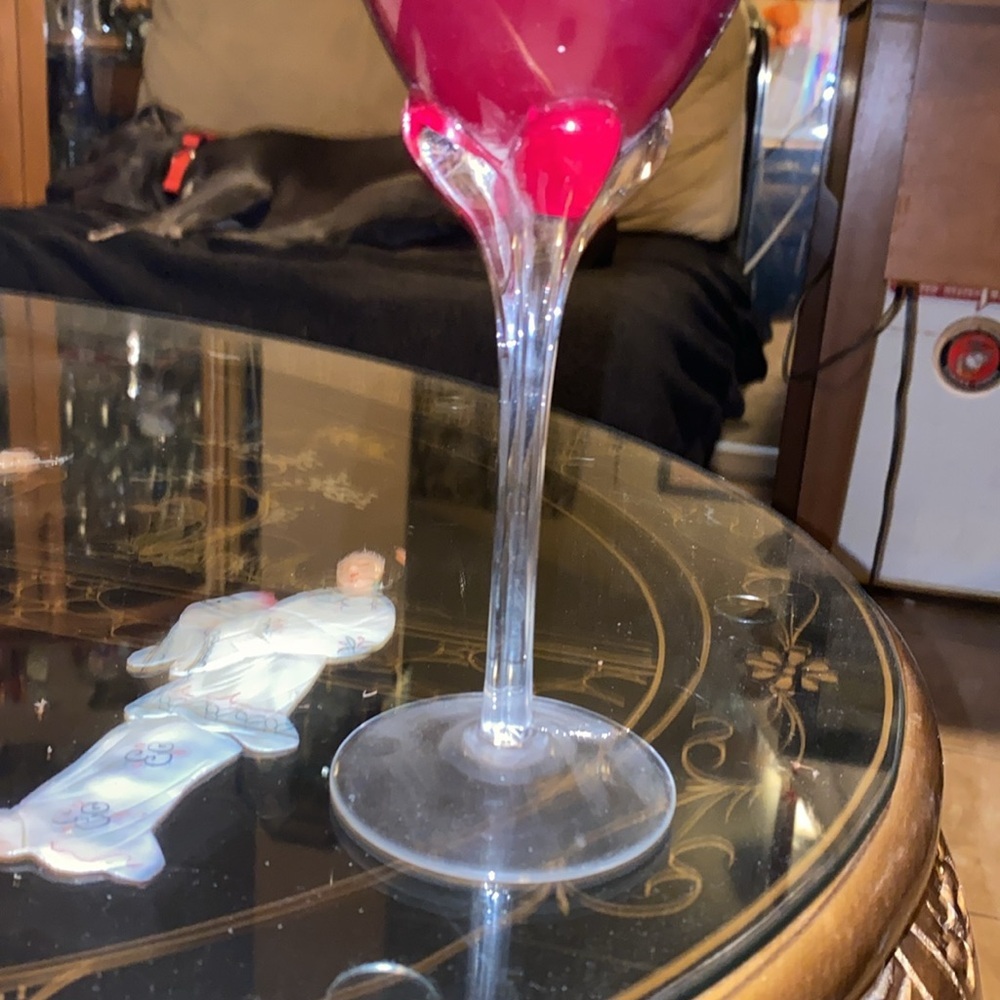 MURANO ART GLASS WINE DEEP RUBY RED 9.75" 16 OUNCES EXCELLENT - Picture 2 of 4